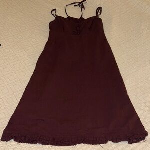 Hurley Deep Wine Purple Sleeveless Ruffle Hem Dress